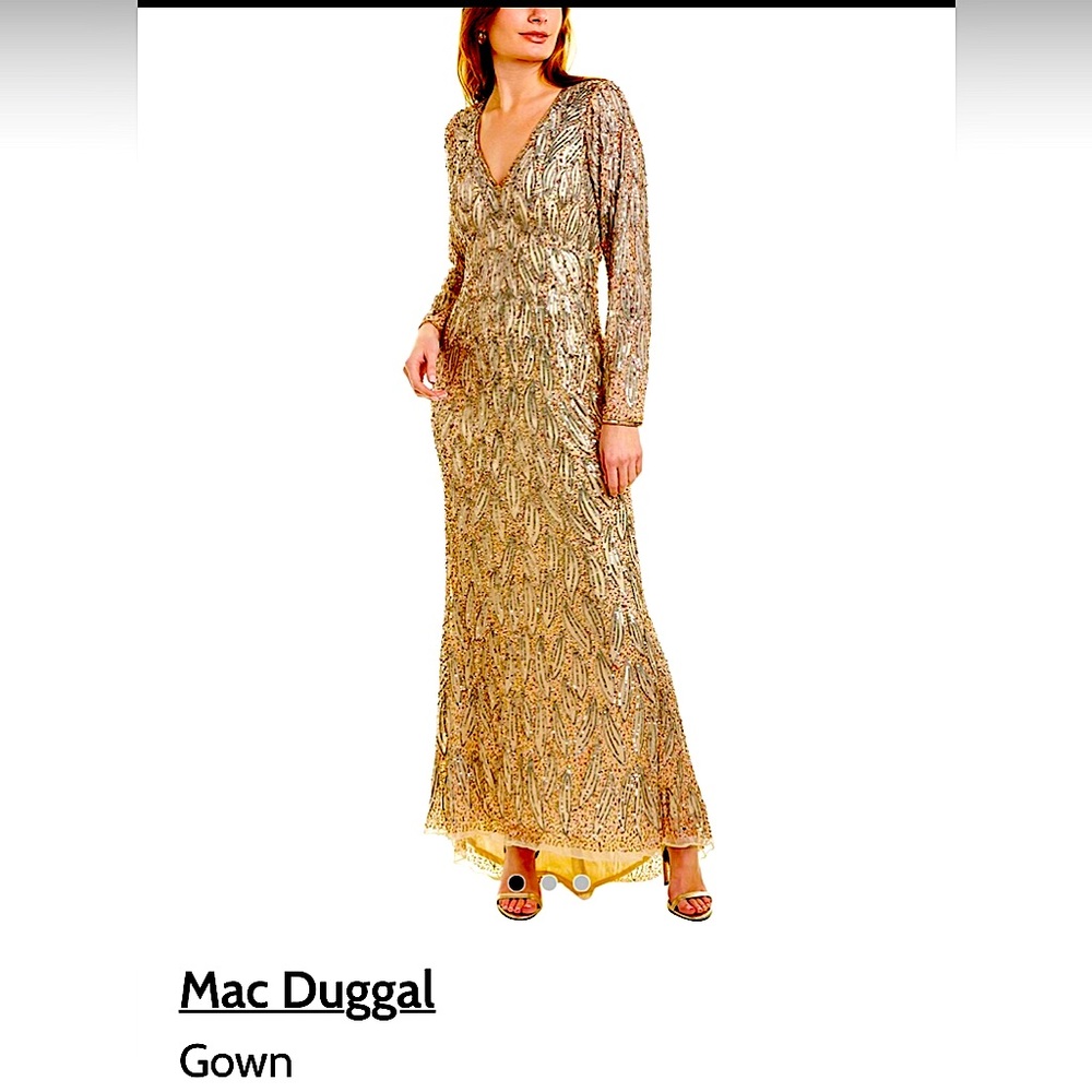 Long sleeve embellished gown